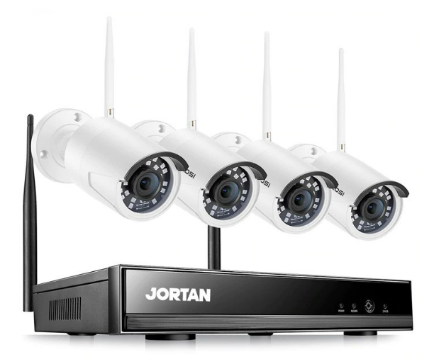 SISTEM DE SUPRAVEGHERE WIRELESS JORTAN, 4 CAMERE, HDMI, INFRAROSU, VIZUALIZARE PE TELEFON PACHET CU HARD-DISK OPTIONAL
