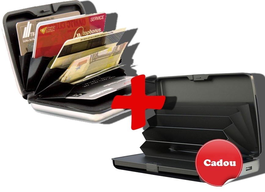 Portofel securizat cu functie de baterie externa 1+1 cadou