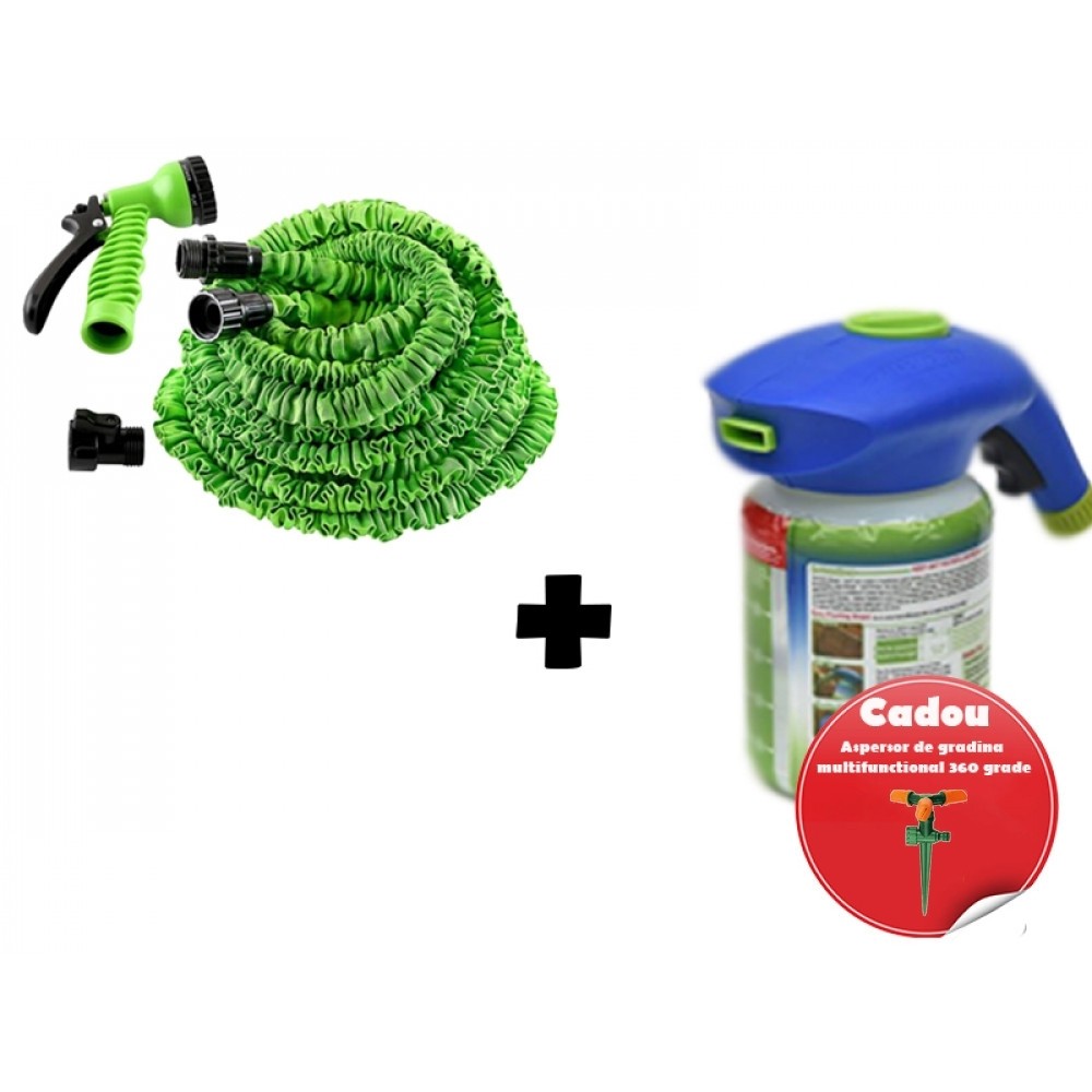 Pachet promotionala Furtun extensibil 30 m+ Pulverizator + Aspersor CADOU