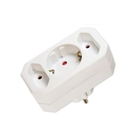 Adaptor priza triplu Schuko si Euro cu protectie pentru copii