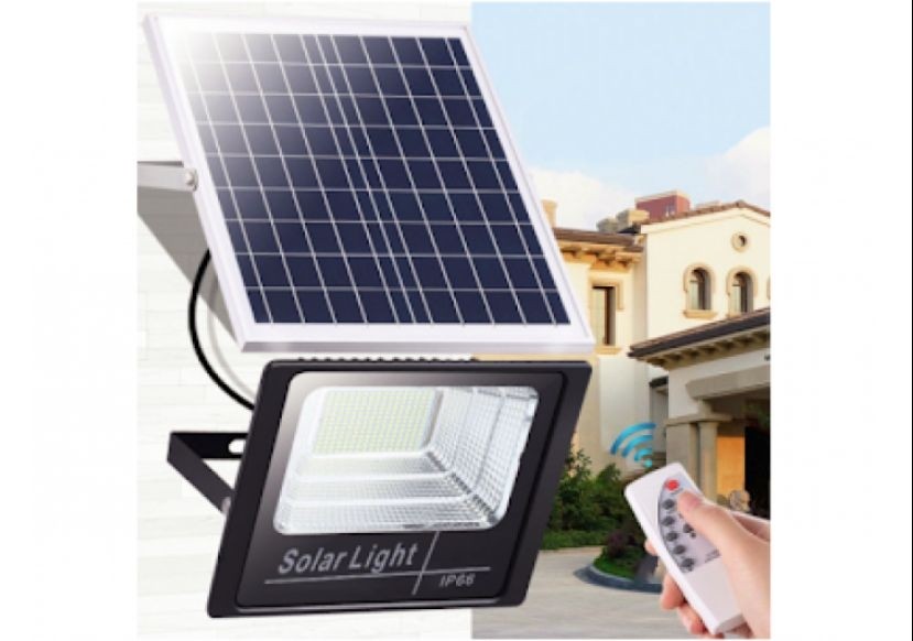 CORP ILUMINAT PROIECTOR LED 100W CU TELECOMANDA + PANOU SOLAR REZISTENT LA APA!! GARANTIE 24 LUNI