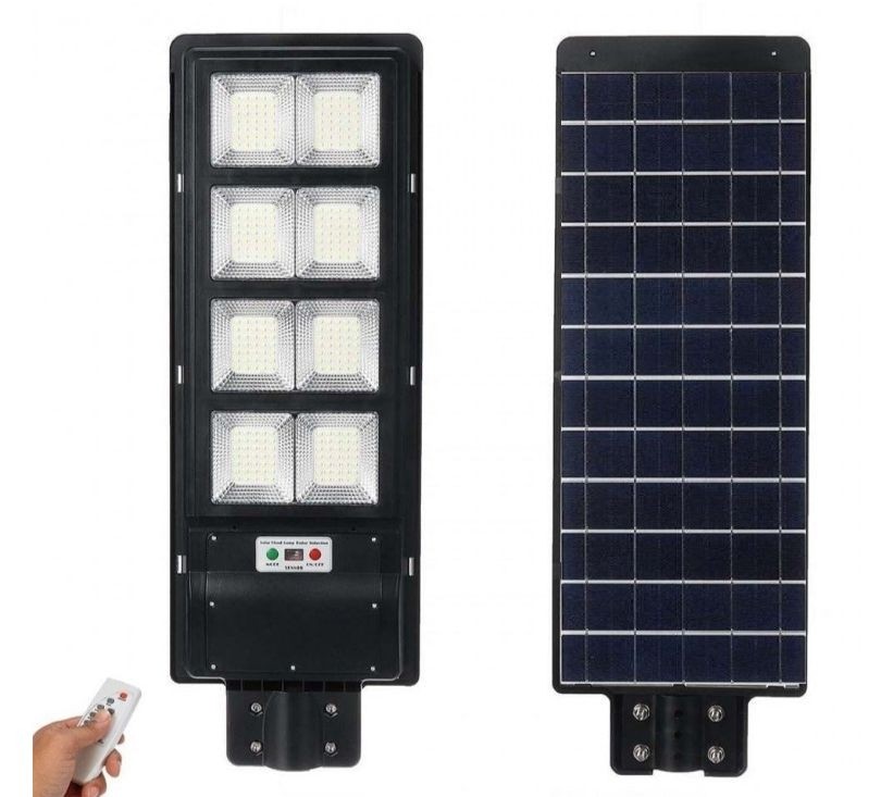 LAMPA STRADALA PROIECTOR LED 400 W CU PANOU FOTOVOLTAIC + TELECOMANDA SI SENZOR CADOU STALP METALIC