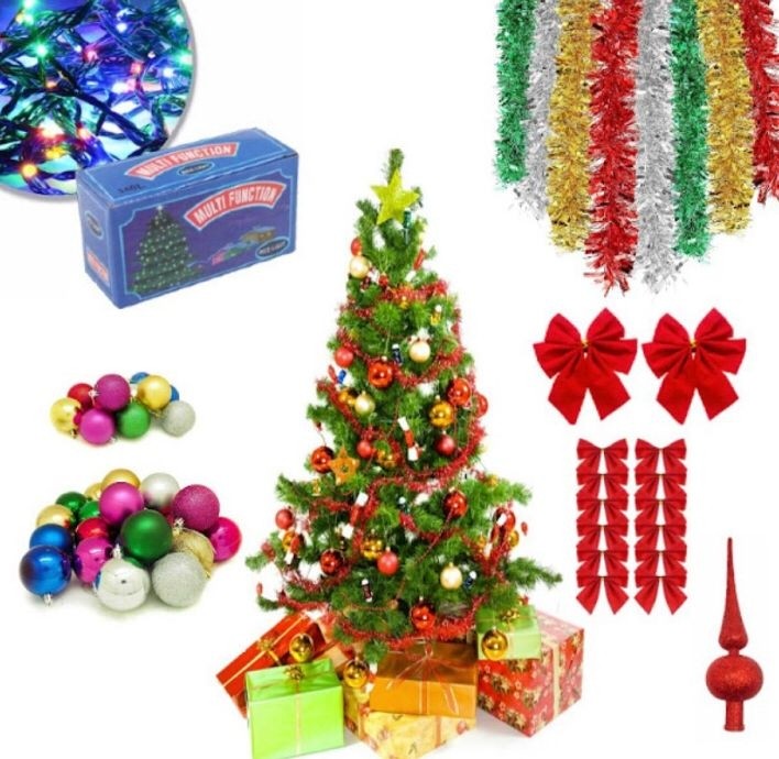 Brad de Craciun 180 cm + Set complet accesorii pentru impodobit