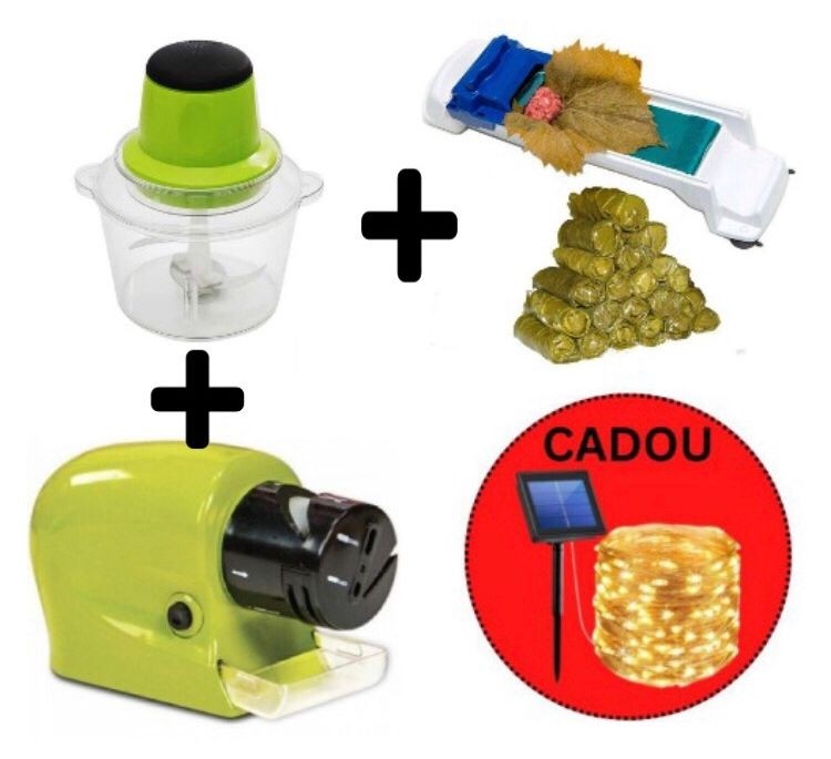 PROMOTIE IMBATABILA! TOCATOR UNIVERSAL, 4 LAME + APARAT SARMALE PROFESIONAL + ASCUTITOR ELECTRIC PORTABIL PENTRU CUTITE + CADOU INSTALATIE SOLARA PENTRU CASA SAU GRADINA, 12 METRI, 120 LED-URI, TOTUL LA DOAR 149.90 LEI!