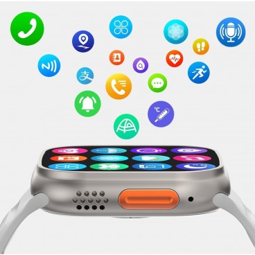 Ceas inteligent SmartWatch 8 Ultra Plus cu incarcare wireless curea silicon