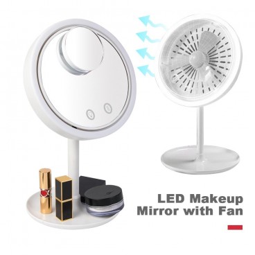 Oglinda make-up cu led, ventilator si functie touch