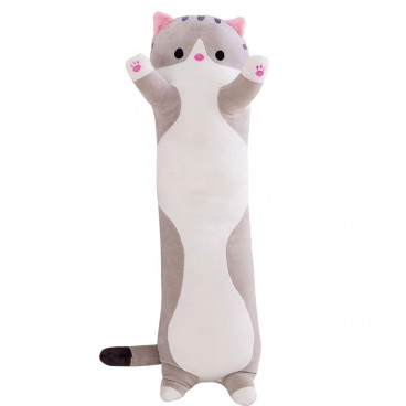 Jucarie pisica plus lunga, tip perna, lavabila, umplutura hipoalergenica, pentru copii si adulti, lungime 100 cm