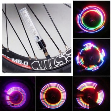 Set 2 lampi cu 5 LED-uri multicolore pentru bicicleta
